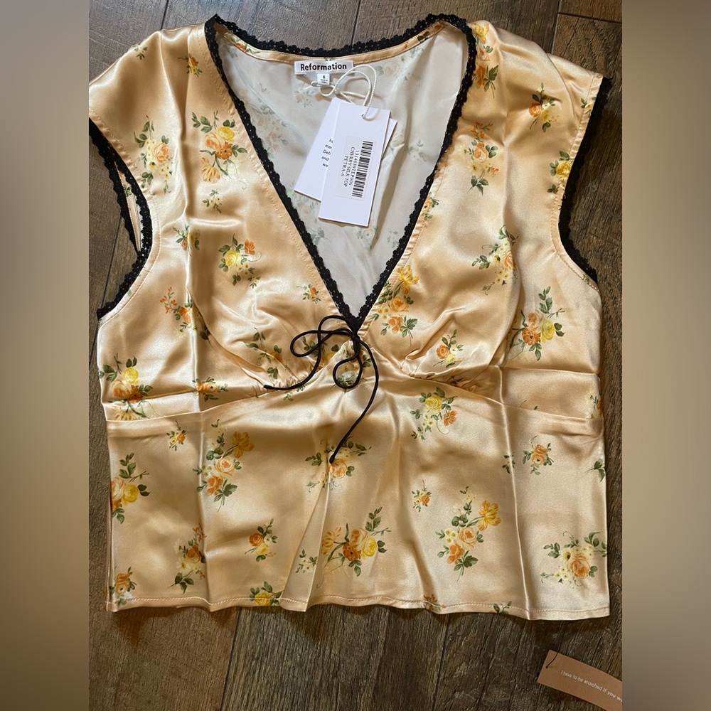 Cherry silk top from reformation